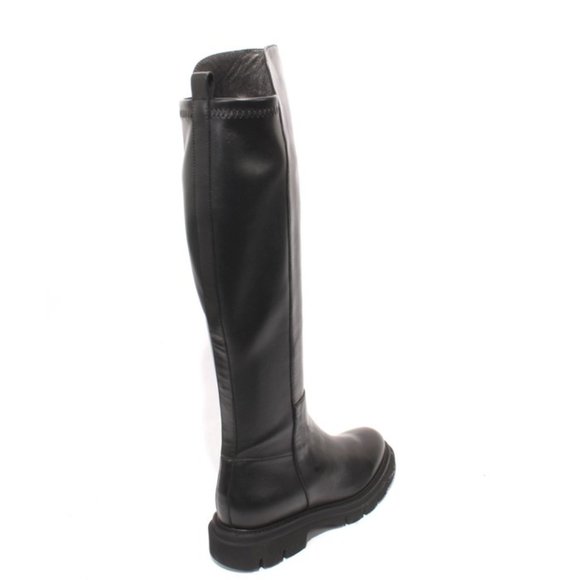 Luca Grossi 158a Black Leather Stretch Zip-Up Knee High Boots - Picture 4 of 8